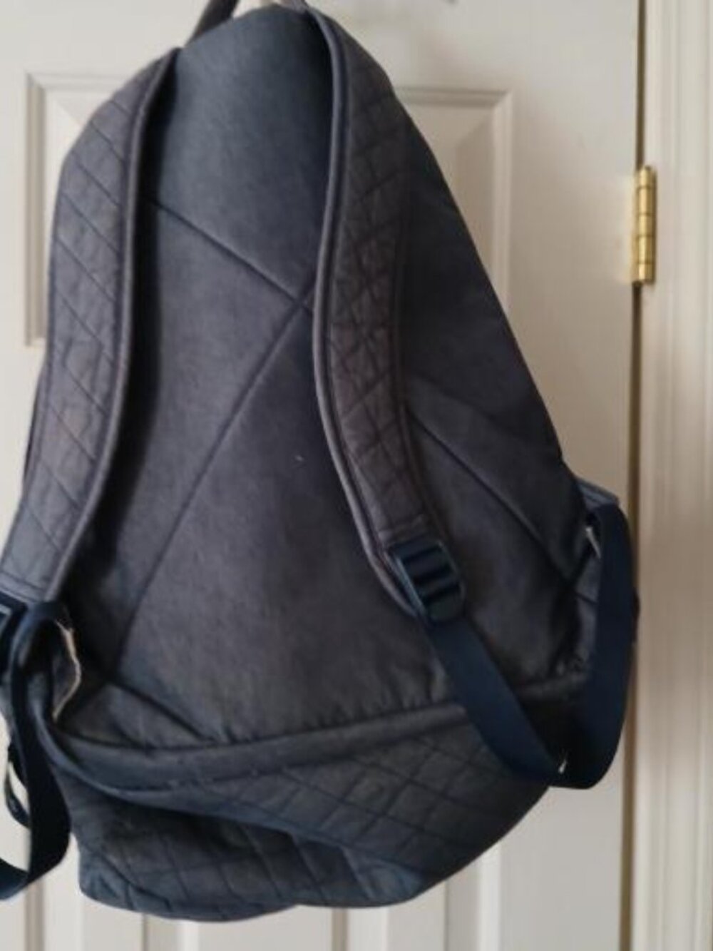 Vera Bradley blue quilted soft sided backpack with floral print inside - Picture 3 of 12